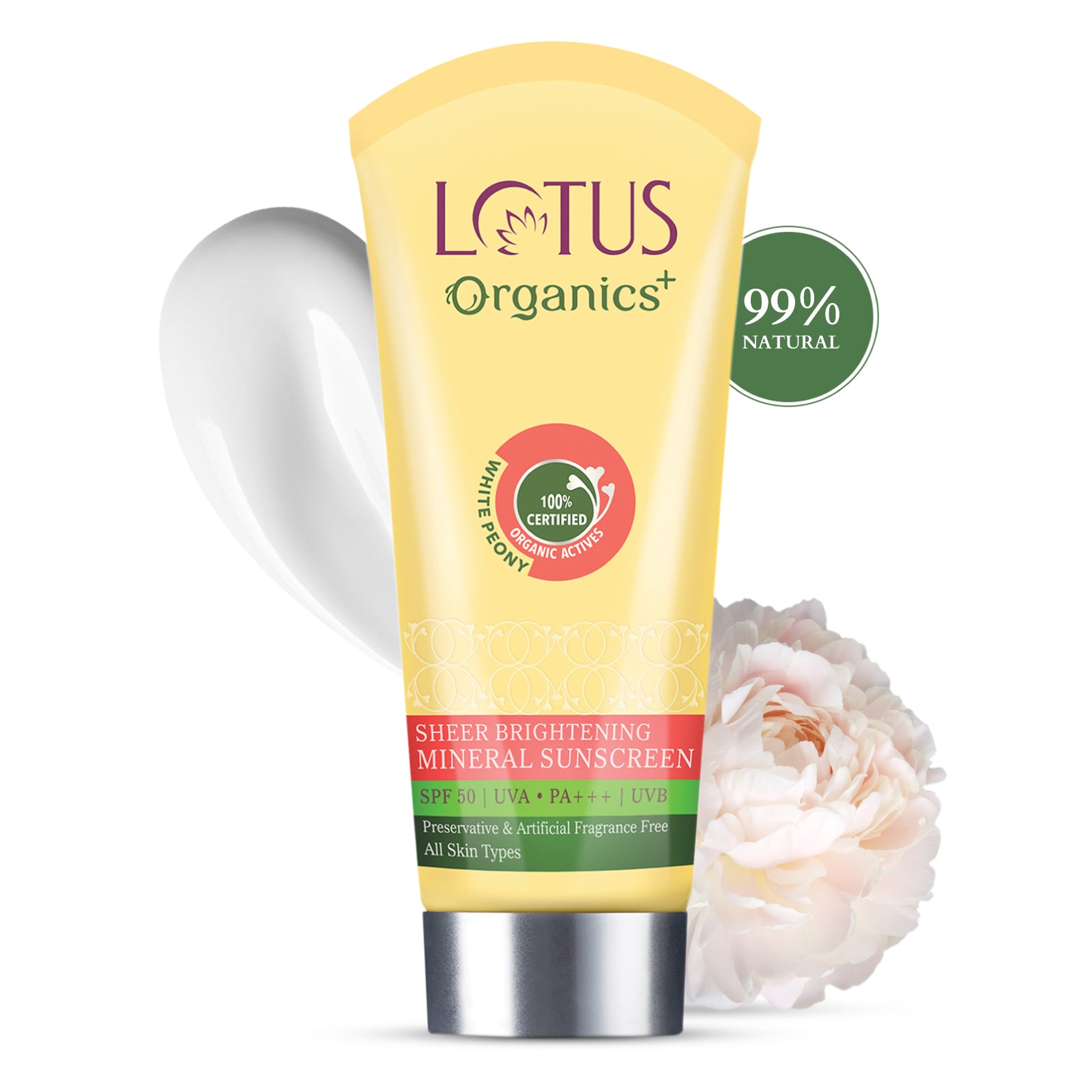 Organics+ Sheer Brightening Mineral Sunscreen SPF 50 PA+++