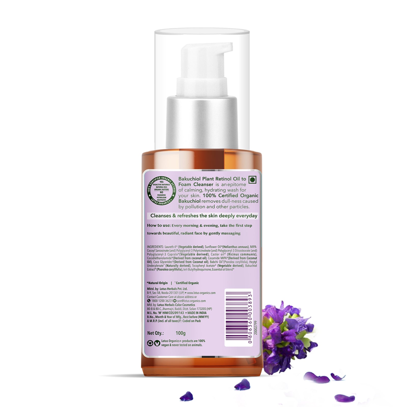 Bakuchiol Plant Retinol Oil to Foam Cleanser