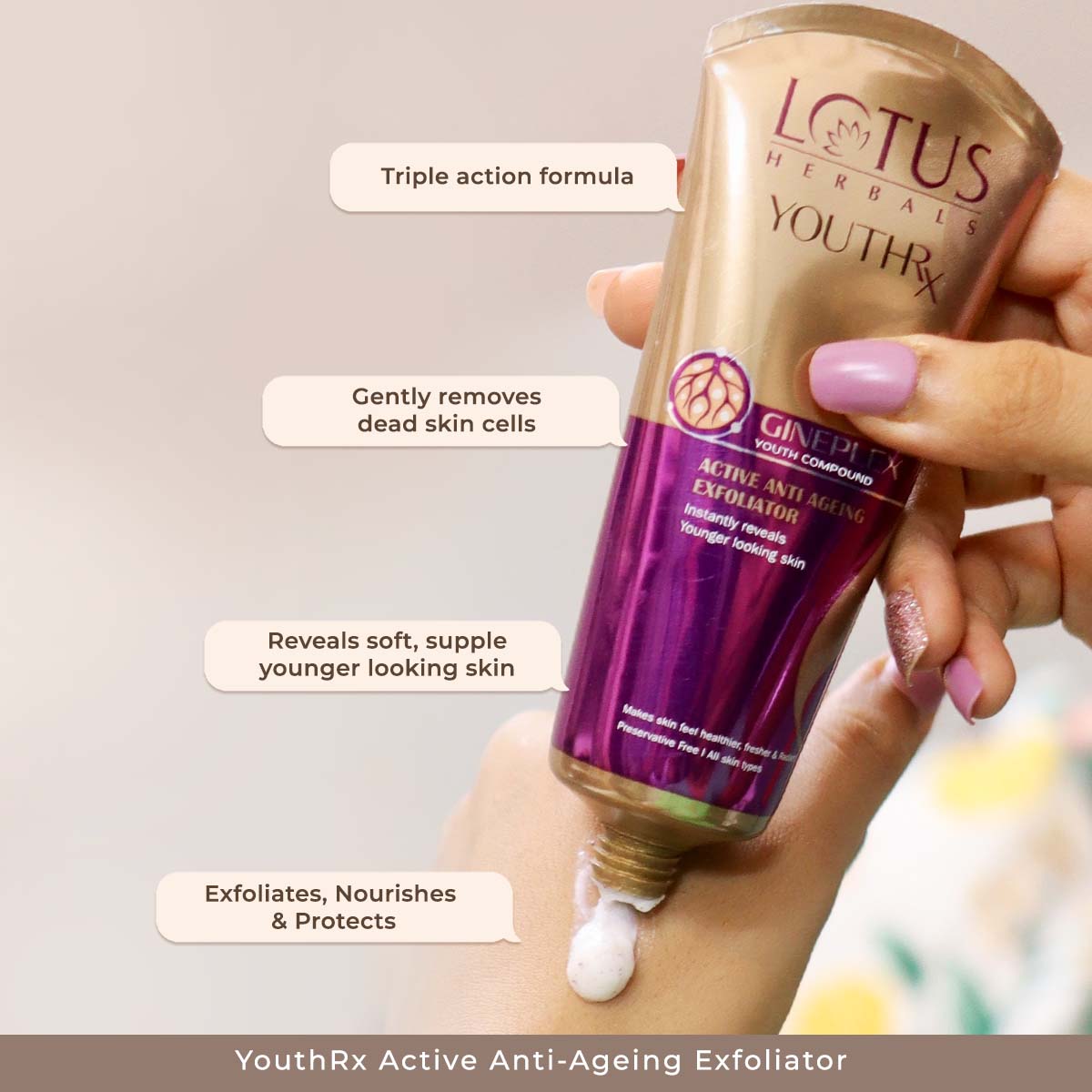 Gentle Exfoliation - Lotus Herbals YouthRx Active Anti Ageing Exfoliator