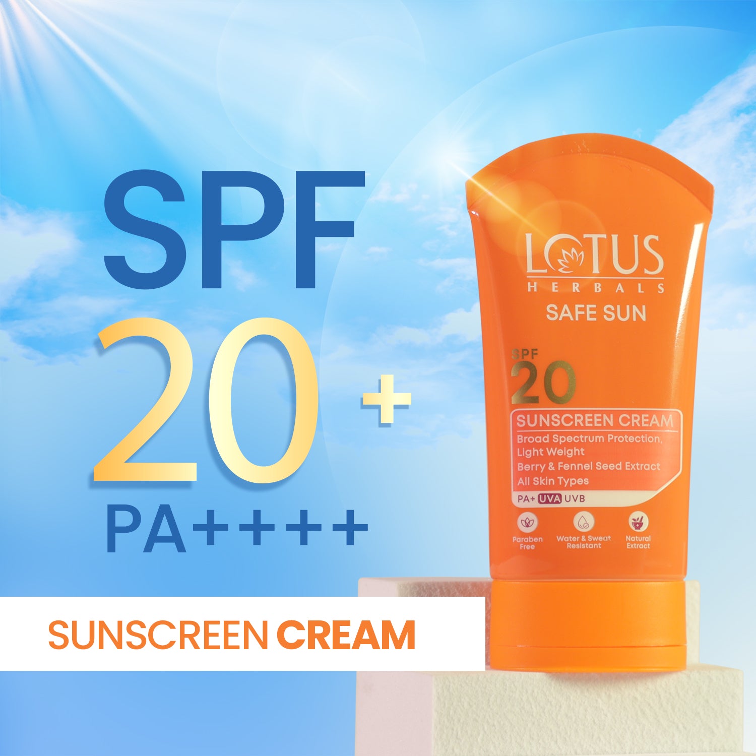Safe Sun Sunscreen Cream SPF 20 PA+