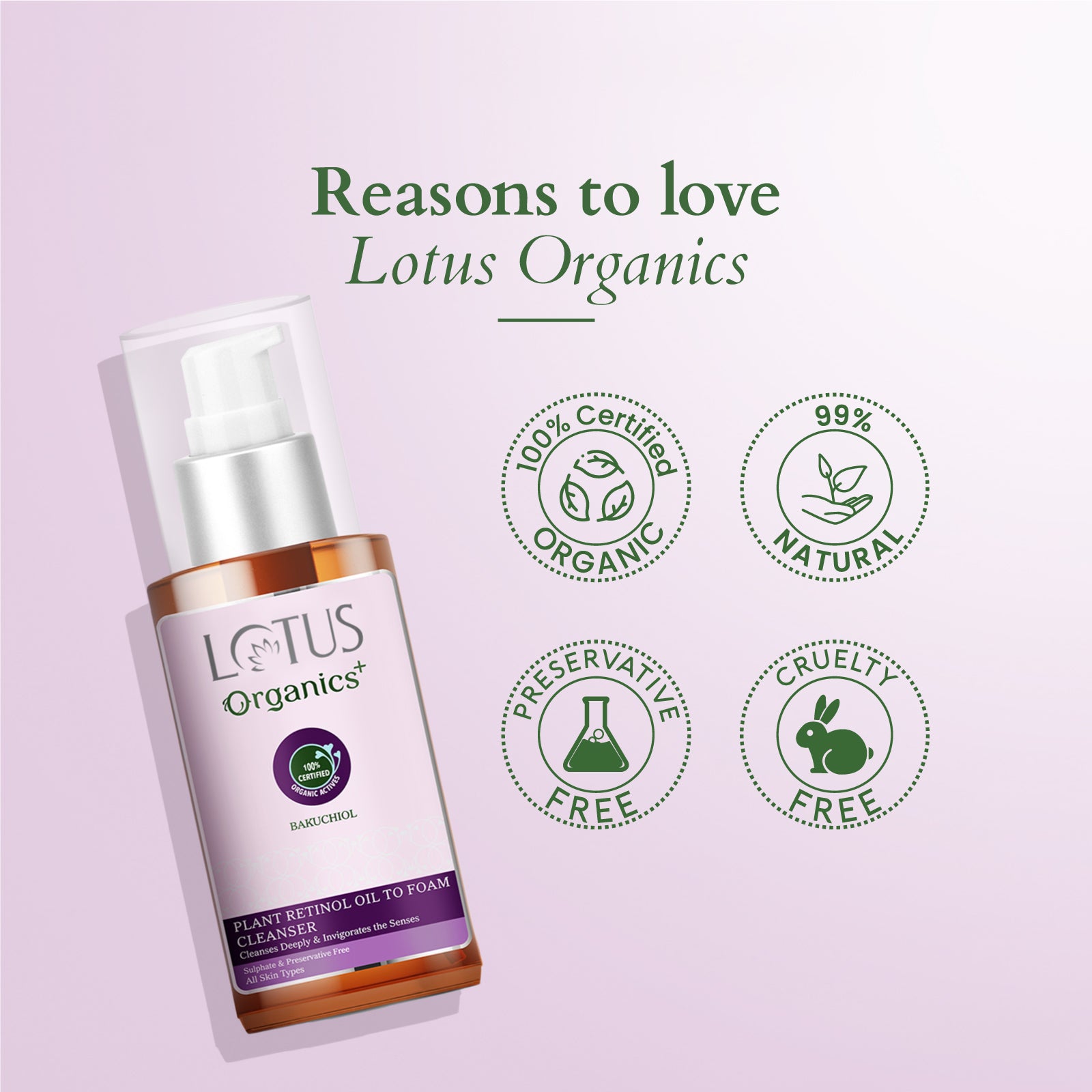 Bakuchiol Plant Retinol Oil to Foam Cleanser