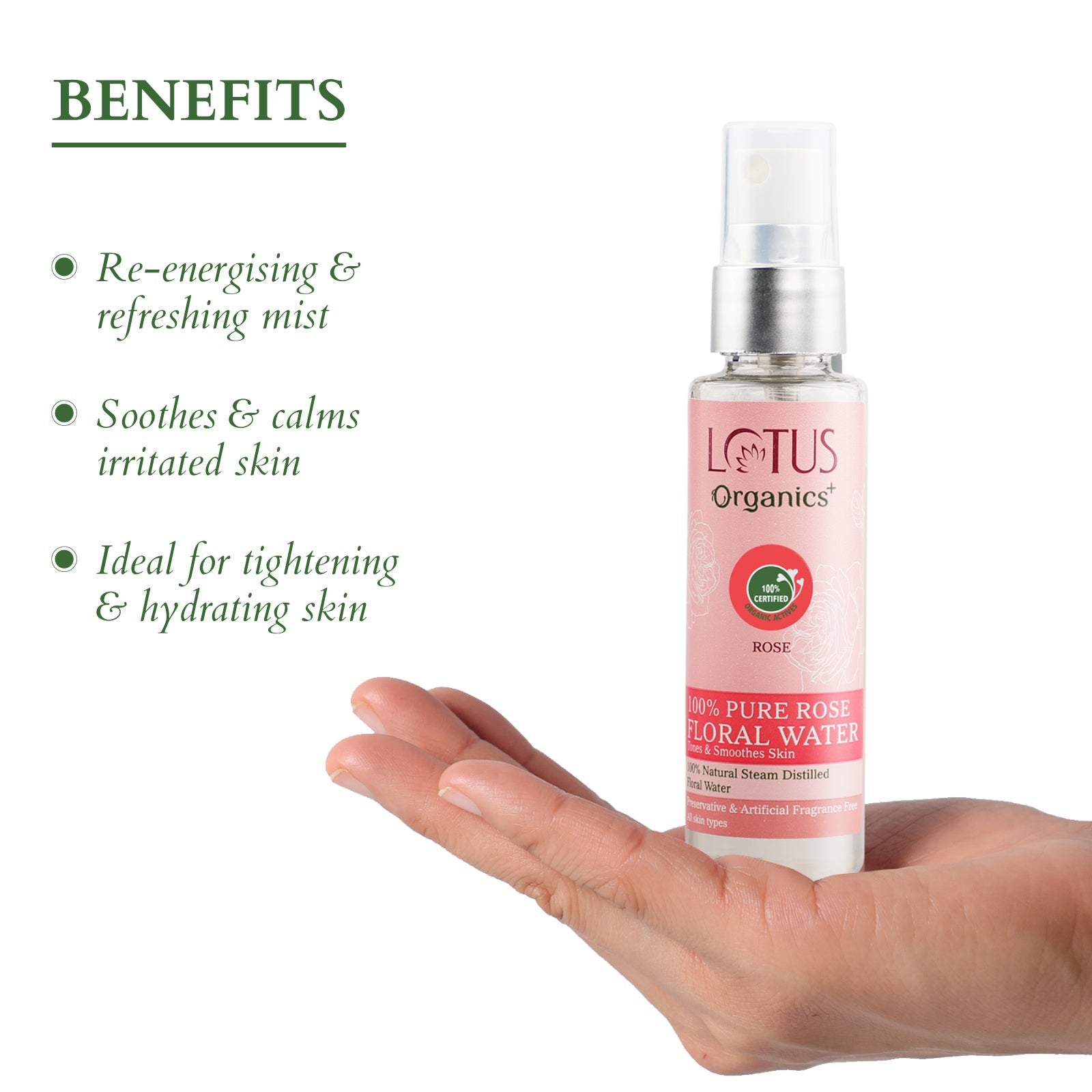 Organics+ 100% PURE ROSE FLORAL WATER