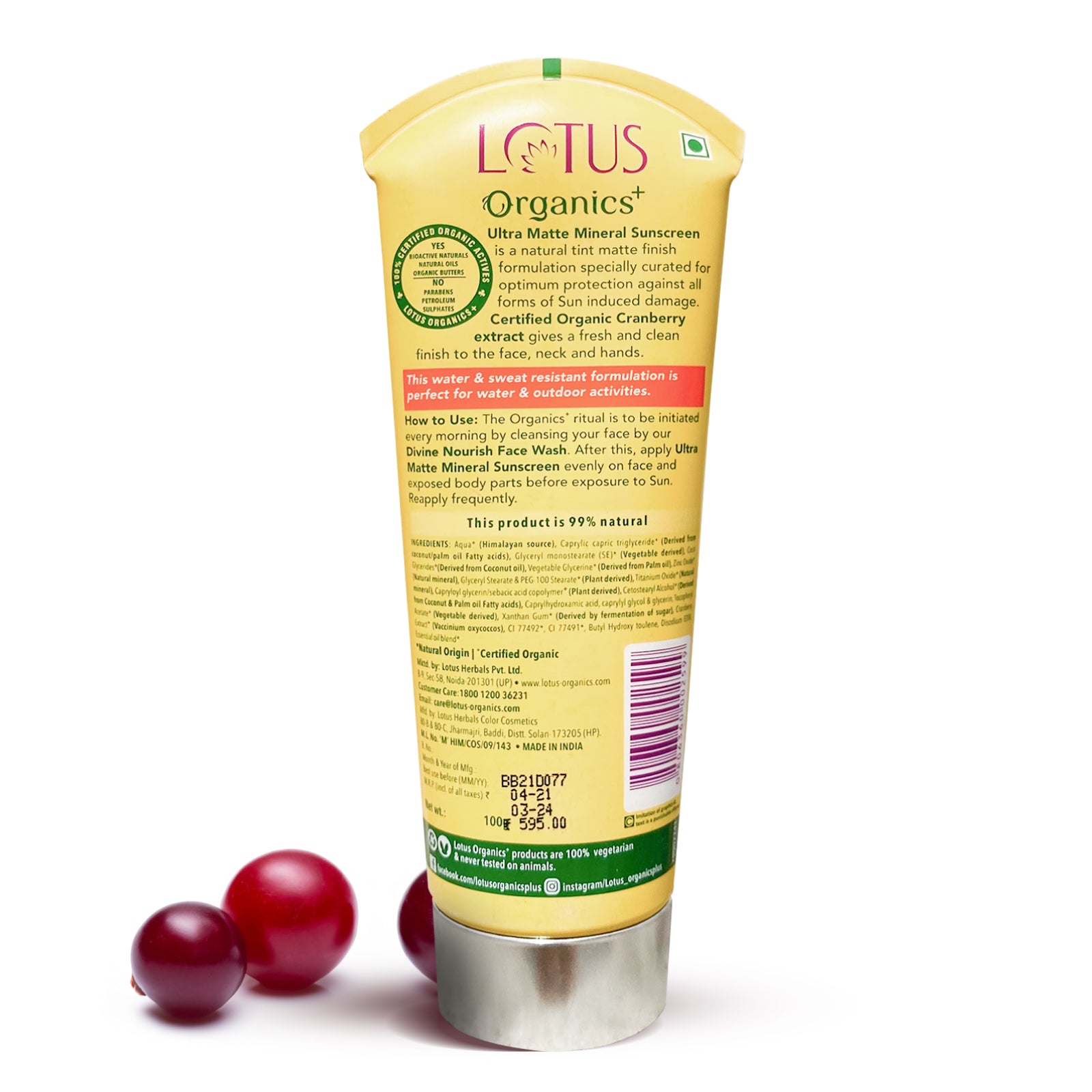 Organics+ Ultra Matte Mineral Sunscreen SPF 40 PA+++